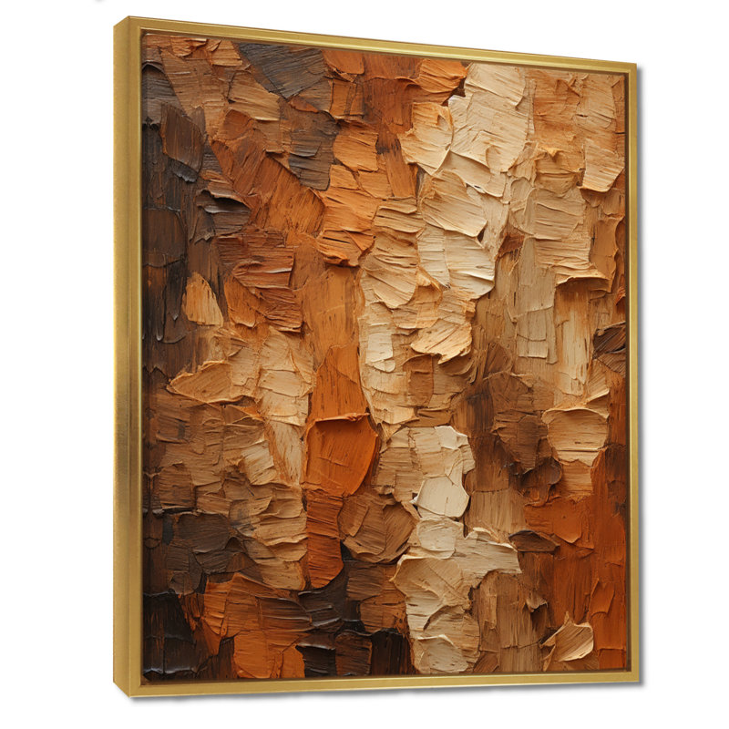 «Brown Tree Bark Essence 2», reproduction sur toile encadrée, Cadre flottant doré, H 20 po x l 12 po x P 1 po