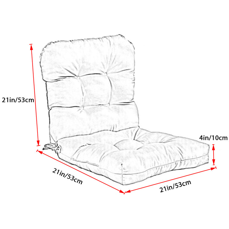 Coussin de siège / dossier d'extérieur capitonné, coussin de chaise de patio toutes saisons avec attaches, pour meubles de patio