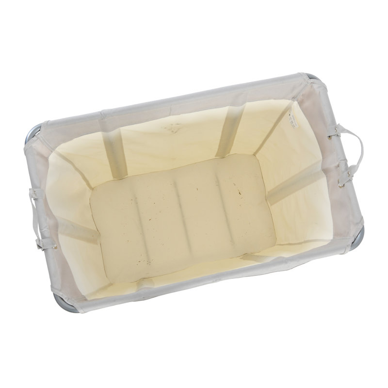Natural Canvas and Silver Frame Rolling Laundry Hamper with Wheels