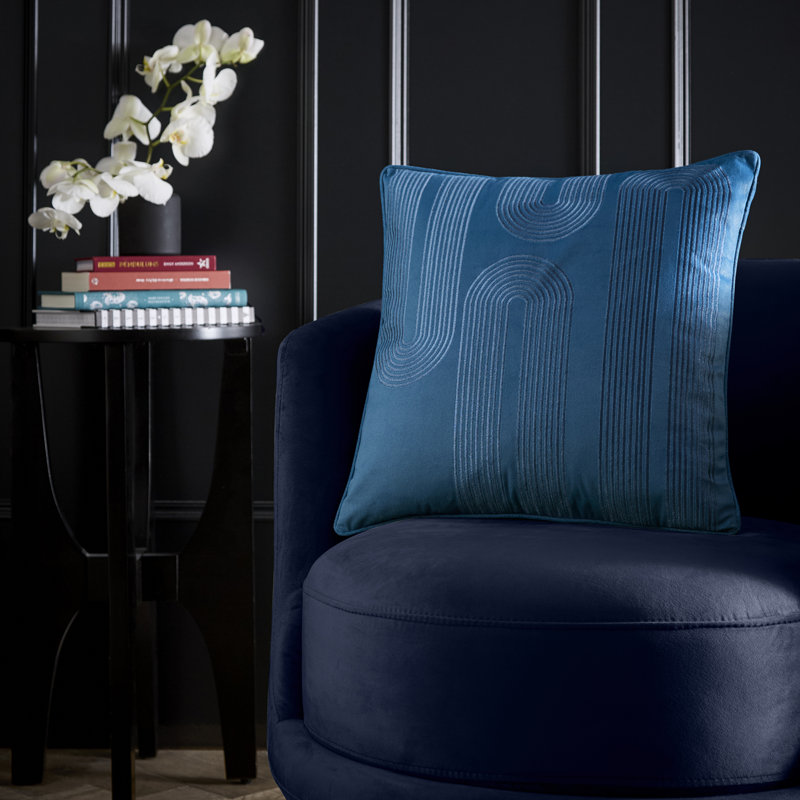 Laurence Llewelyn-Bowen Diva Embroidery Cushion Teal, Filled Cushion