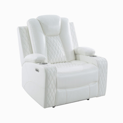 Modern Home Theater Power Recliner Chair with Adjustable Headrests, USB Ports, Cup Holders, LED Lighting & Tray Tables