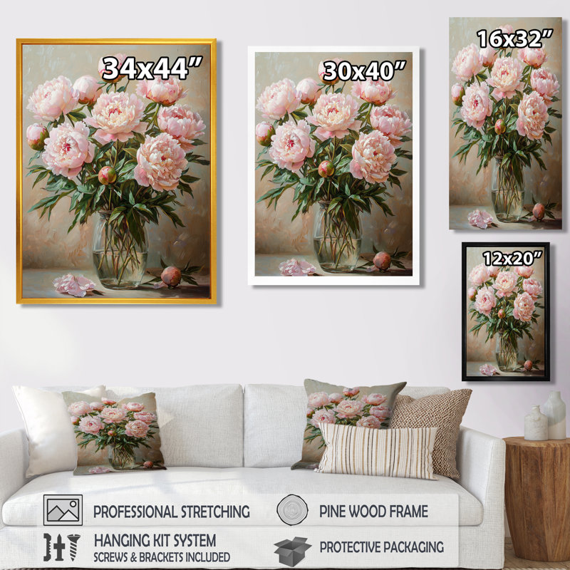 «Glassford», impression sur toile à motif floral, H 44 po x l 34 po, Black, Reproduction encadrée d'une seule photo