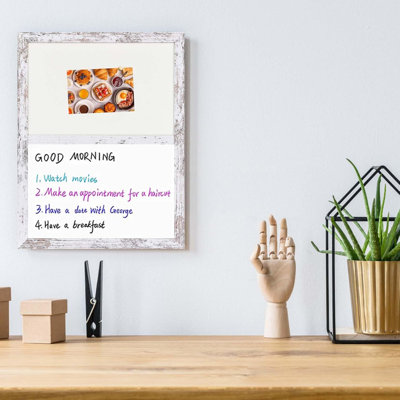 Bulletin Board Whiteboard White Felt Board Combo For Office School Kitchen Bedroom, White Wood Frame