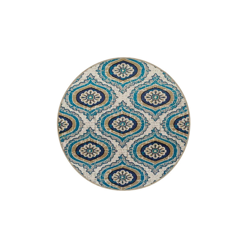 Tapis bleu tissé lavable à la machine, Sous-tapis rectangulaire de 3 pi 3 po x 4 pi 11 po