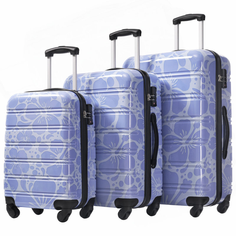 Valise à roulettes Hardshell 3 pièces avec valise TSA, Bleu