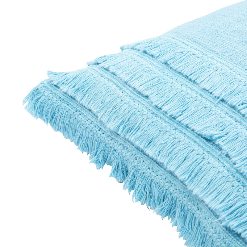 Aqua Fringed Cotton Kids Throw Pillow 18" x 18"