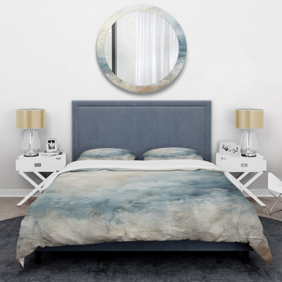 Beige Blue Ocean Storm I - Abstract Shapes Duvet Cover Set
