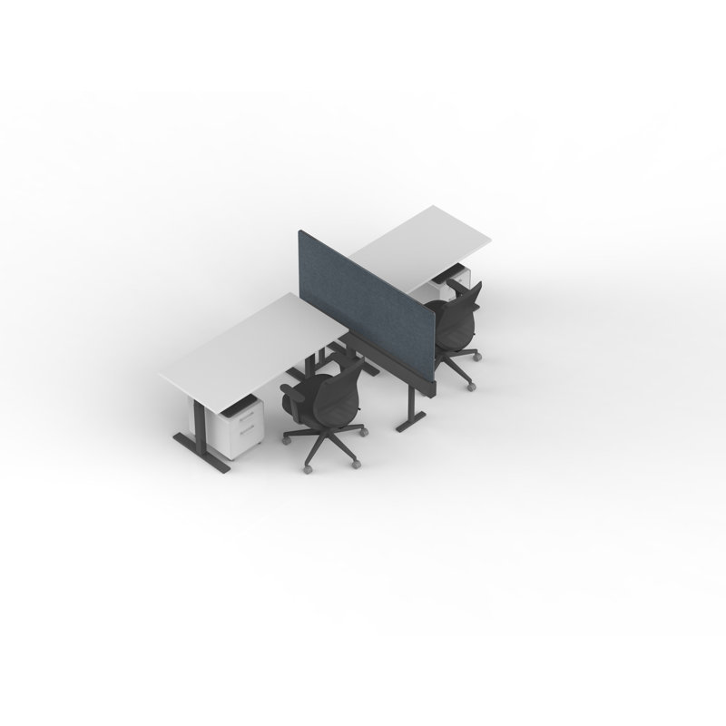Bureau pour 2 perches Series L Series, Charbon / Blanc, H 50,5 po x l 58 po x P 47,25 po
