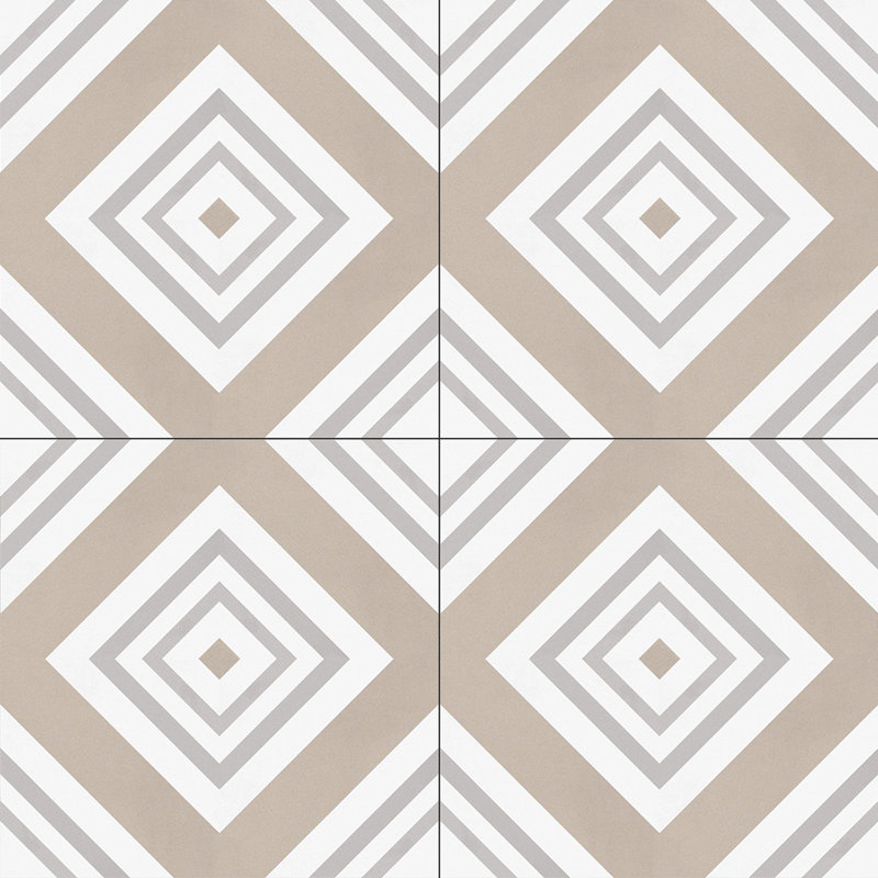 Bliss 8-in. Encaustic Spanish/Moroccan Patterned Matte Porcelain Wall and Floor Tile, Monaco