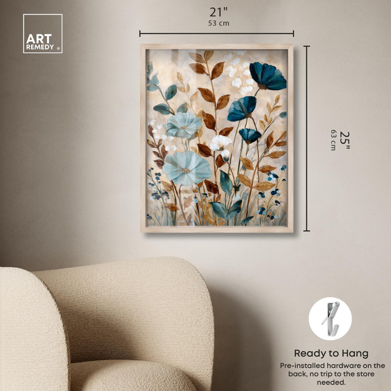 Impression d'automne «Autumnal Blues I» par Art Remedy, H 25 po x l 21 po, Crème, crème