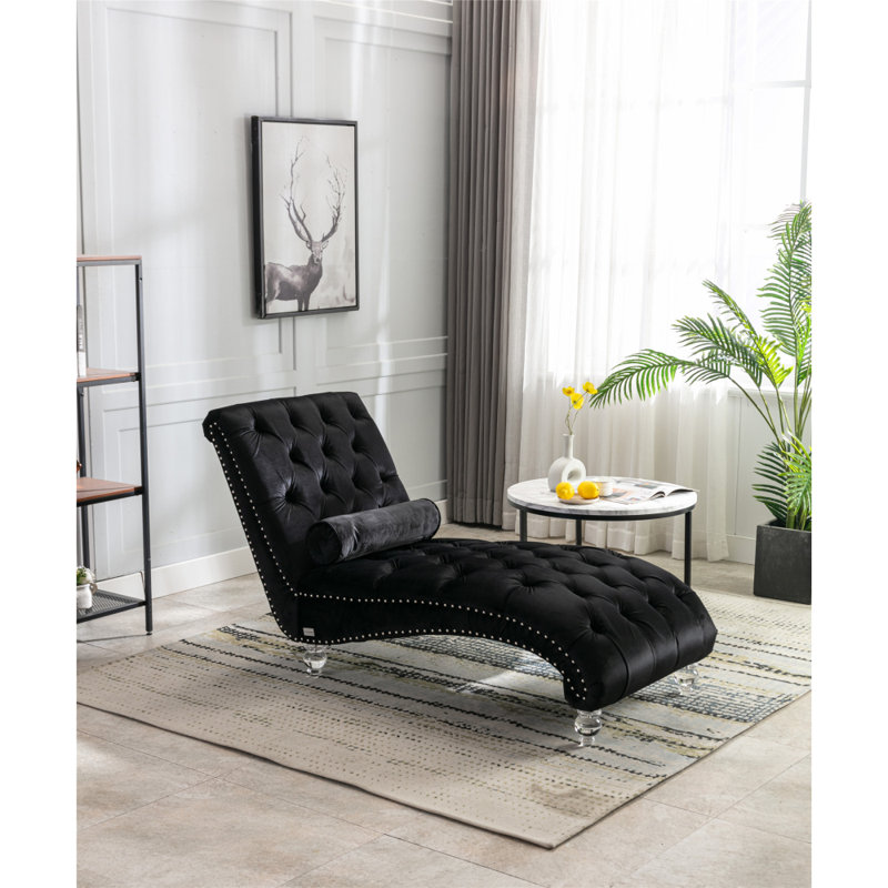Chaise longue rembourrée Alexica, Noir