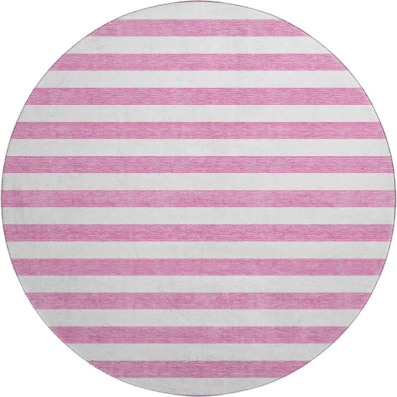 Tapis rose Cerrito AMF528 lavable à la machine de qualité supérieure, Rond 8 pi