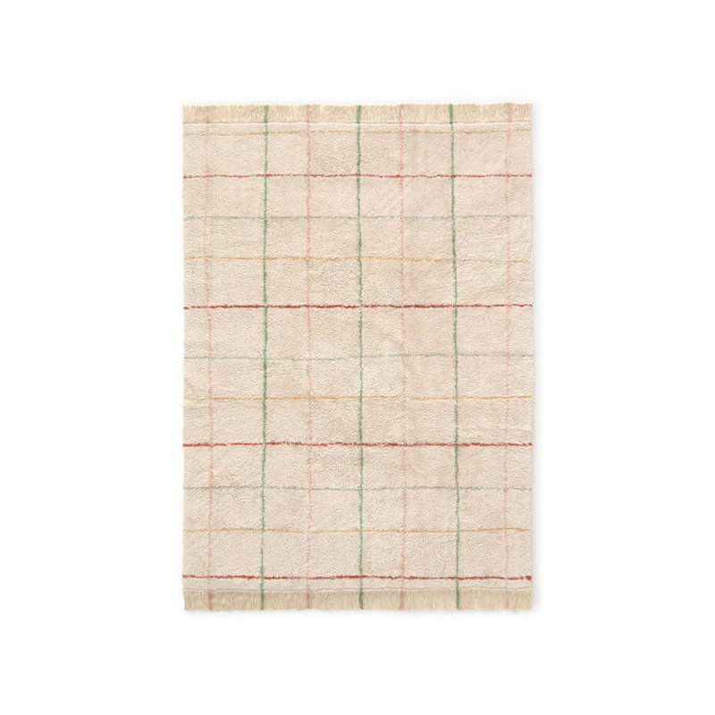 Growing Up On A Farm Hand Tufted Cotton Washable Plaid Indoor Rug, Rectangle 4'7" x 6'7"