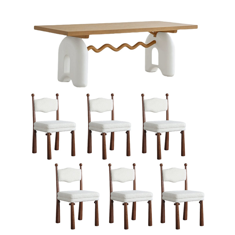 Ensembles de tables en bois massif de style français crème., H 29,92 po x L 86,61 po x l 35,43 po