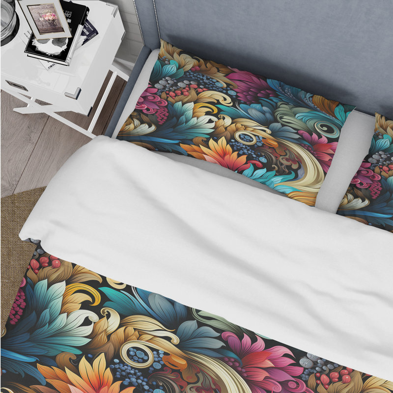 Ensemble de housse de couette à motif cachemire rétro Revival, Housse de couette pour très grand lit et 2 très