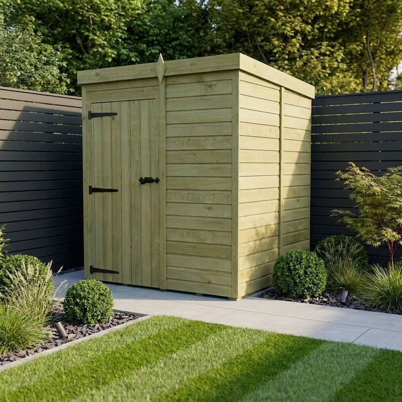 Total Sheds 5ft x 5ft Pent Garden Shed - Single Door - No Windows - Pressure Treated Timber - UK Manufactured