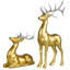 Standing And Sitting Reindeer Christmas Figures - Gold - Set Of 2