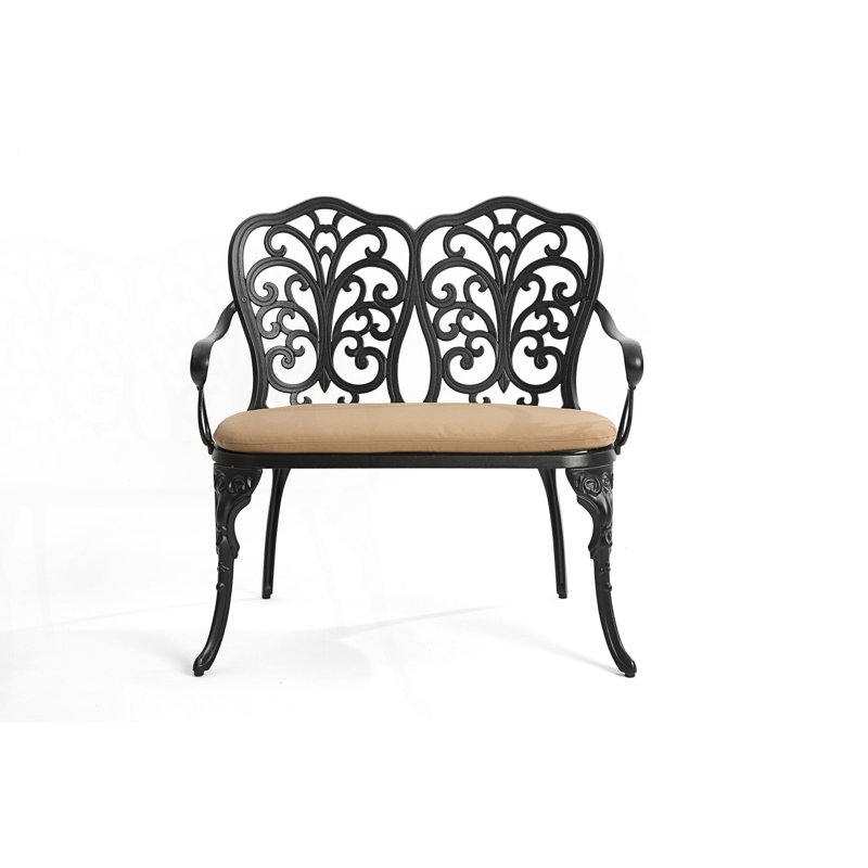 Banc de jardin avec rose, Noir