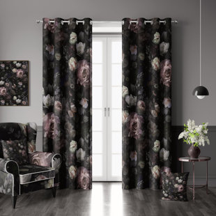 Floral 100% Blackout Curtains 2 Panels Set