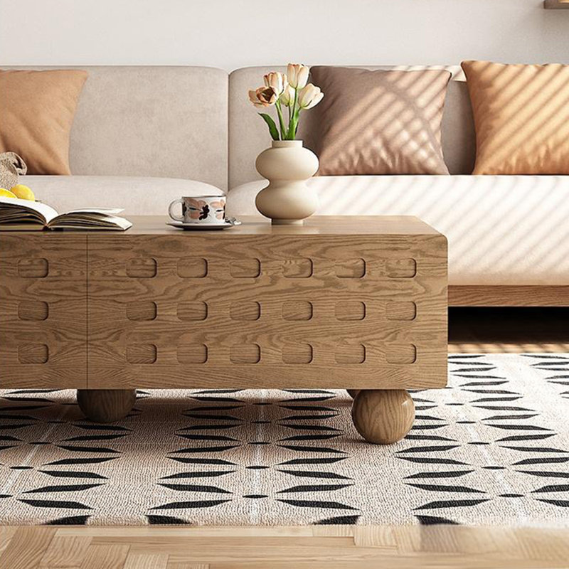 Modern simple solid wood TV cabinet coffee table