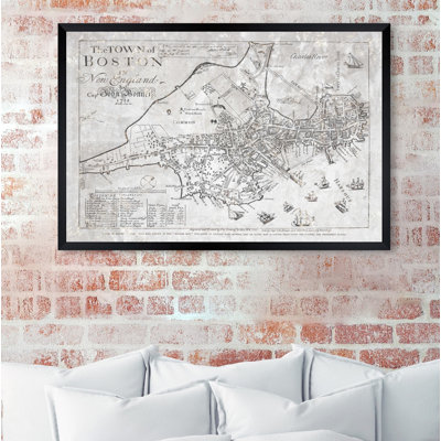 «Town of Boston Map 1722 Rustic» par Oliver Gal - impression d'art graphique