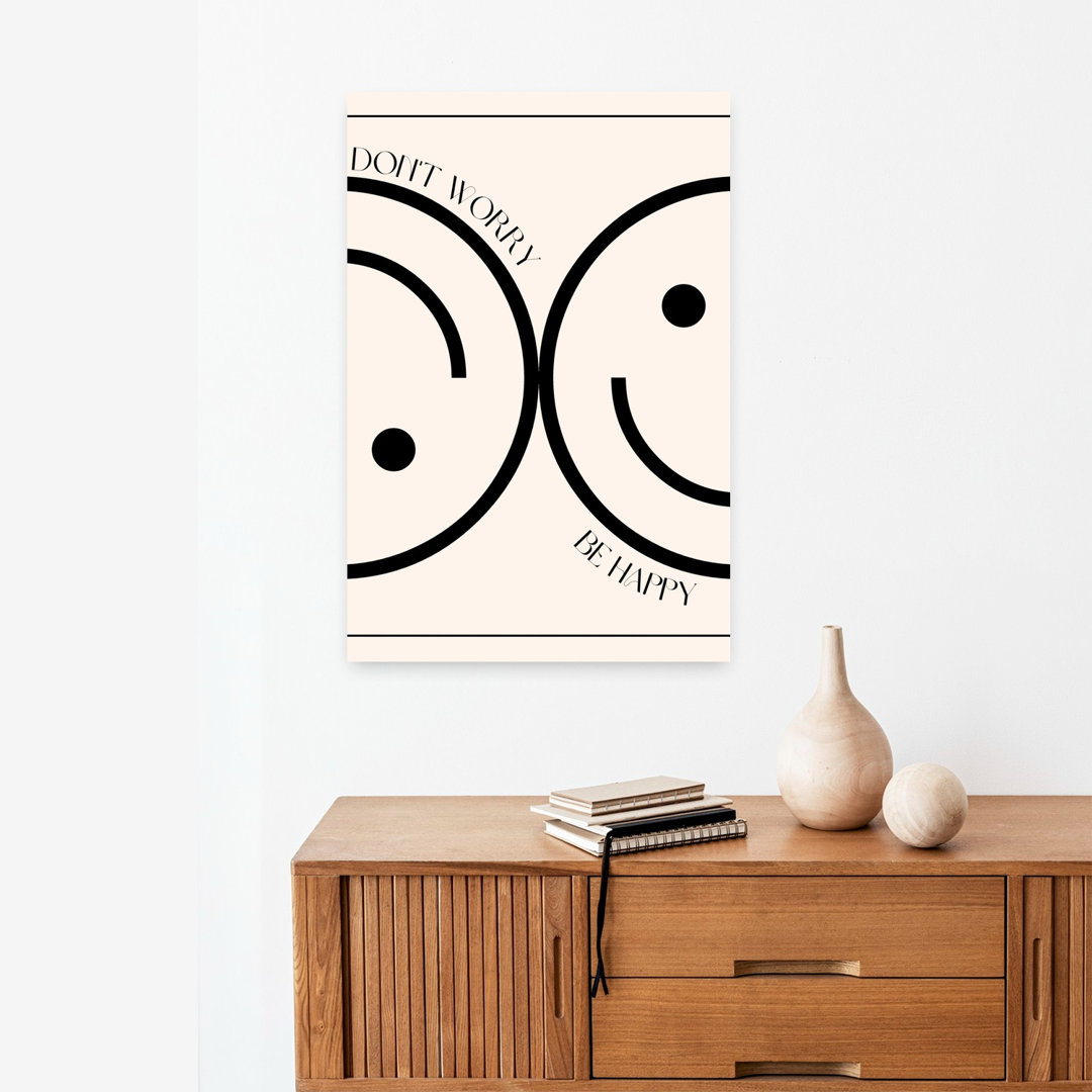 Don't Worry Be Happy Abstract Contemporary Geometric Wall Art Print