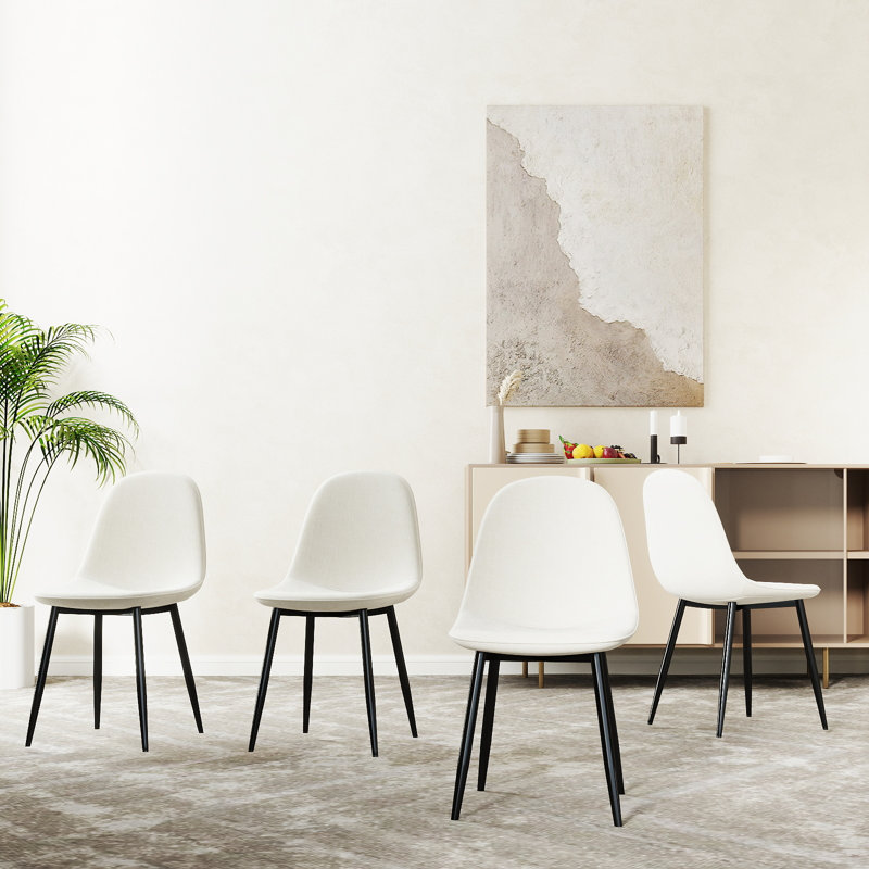 Chaises d'appoint rembourrées Delfinia, Tissu éponge beige, Noir