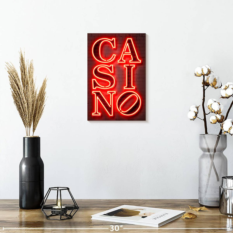 Enseigne néon de casino, H 12 po x l 8 po