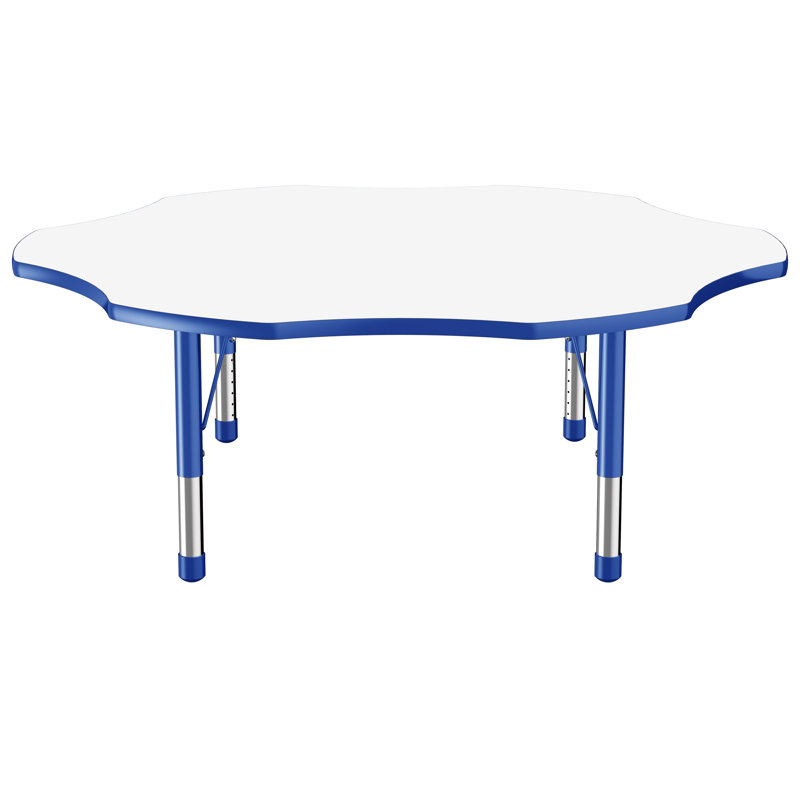 Table d'activité avec pieds réglables effaçables à sec - blanc, Tableau blanc / bleu, Épais, Fleur
