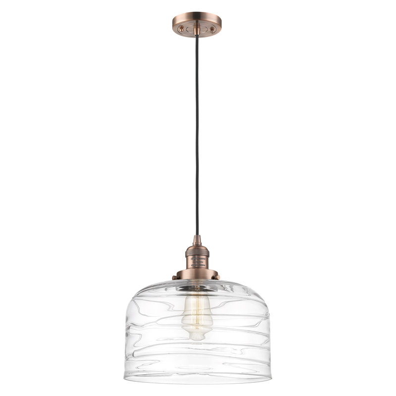 Luminaire suspendu en forme de dôme à 1 lumière Barahona, Cuivre antique