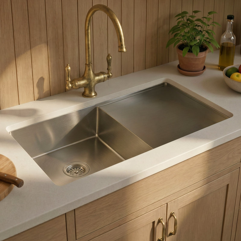 Évier commercial réversible à cuve simple en acier inoxydable brossé de 40 po avec égouttoir intégré Whitehaus