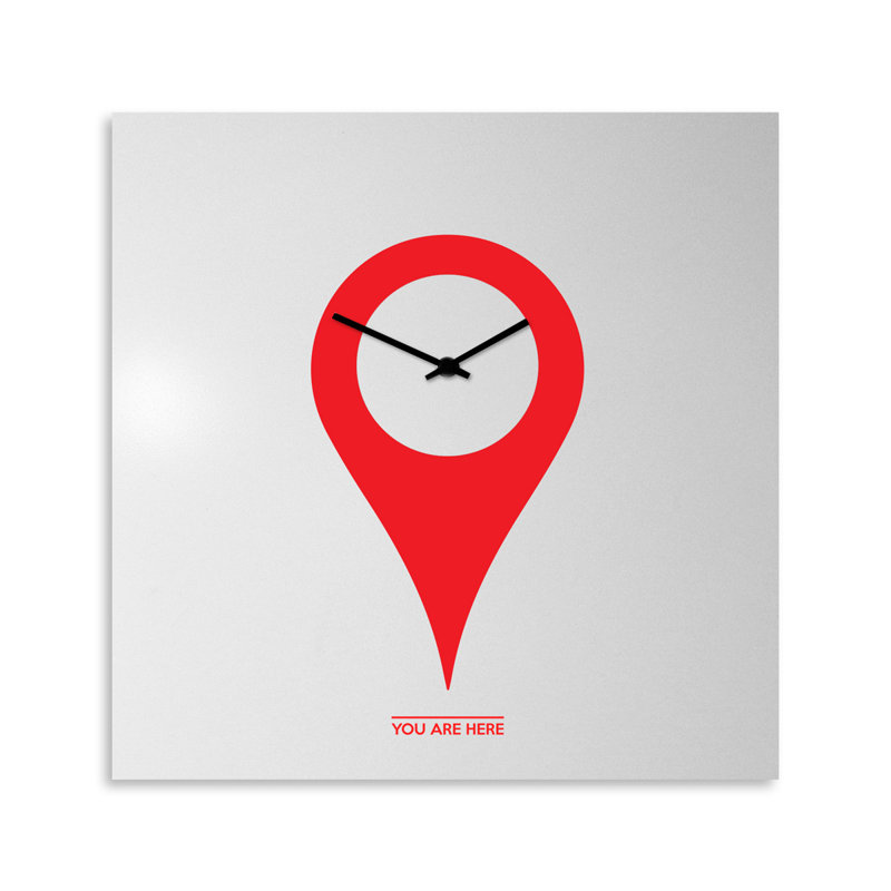 Dumt Metal Wall Clock, White/Red