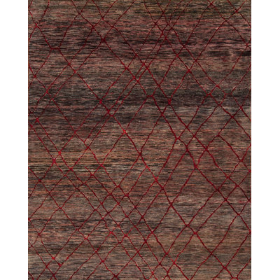 Seville Hand Knotted Area Rug in Tobacco/Red/Gray