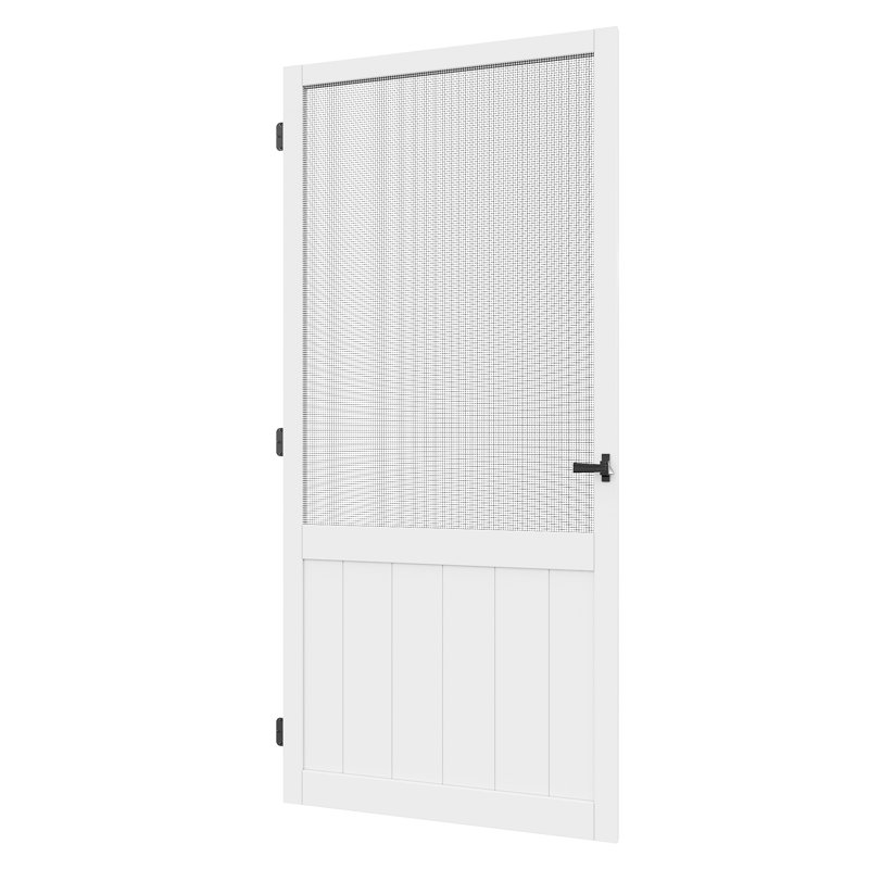Porte d'entrée moustiquaire H 80 po porte d'entrée extérieure en bois de pin à peindre anti-insectes pour animaux avec poignée de porte moustiquaire 