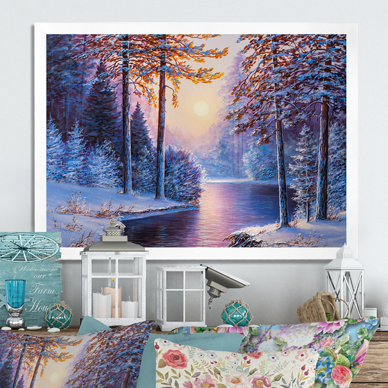 «Sunshine Through Snowy Winter Landscape V», reproduction de cadre photo sur toile, H 16 po x l 32 po x P 1 po
