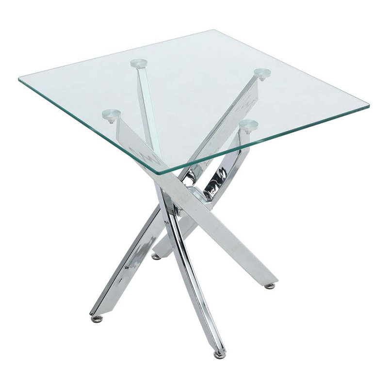 Marroquin Glass Top Cross Legs End Table