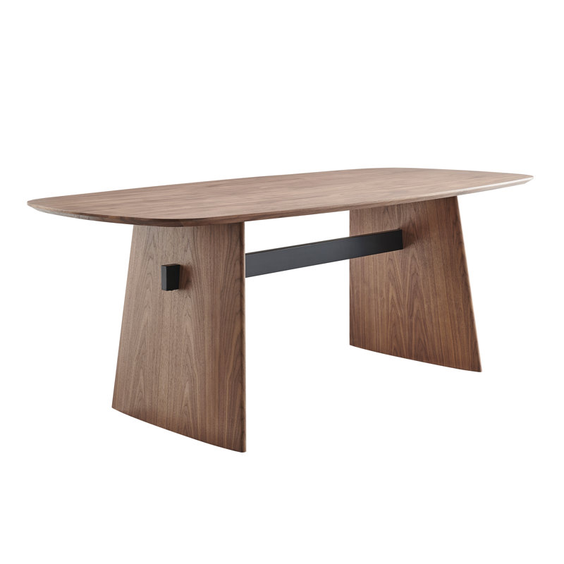 Chorlette Table Top And Base In Walnut With Matte Black Cross Bar