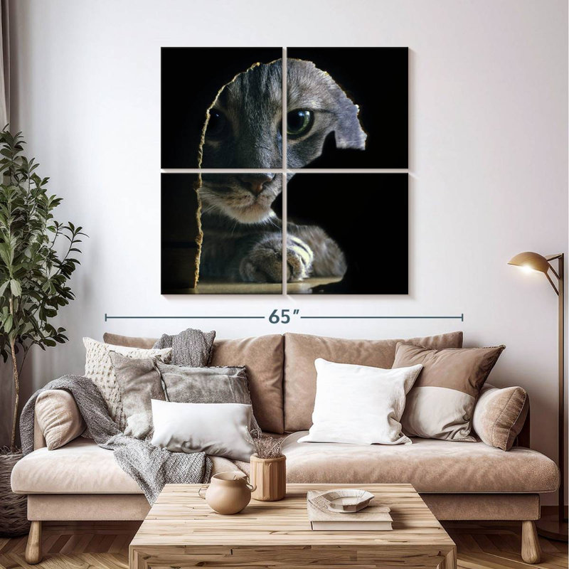 Cat Hunting Mouse, 45" H x 45" W
