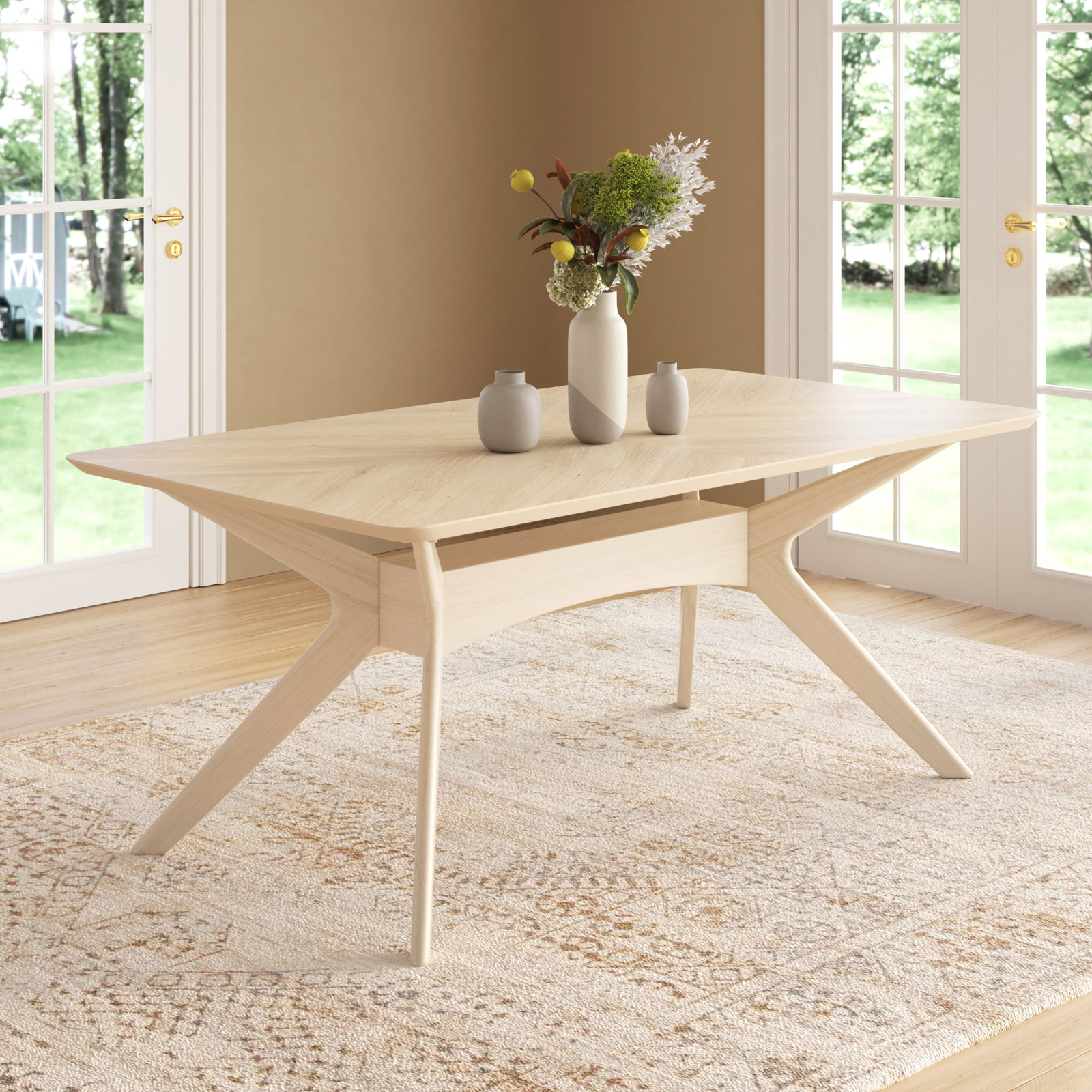 Budapest 71" Oak Dining Table, White Wash