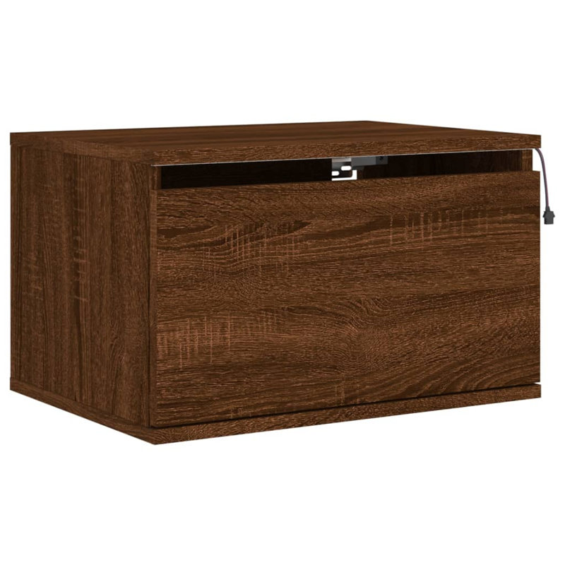 Brandalynn 50 cm W Bedside Table, Brown Oak