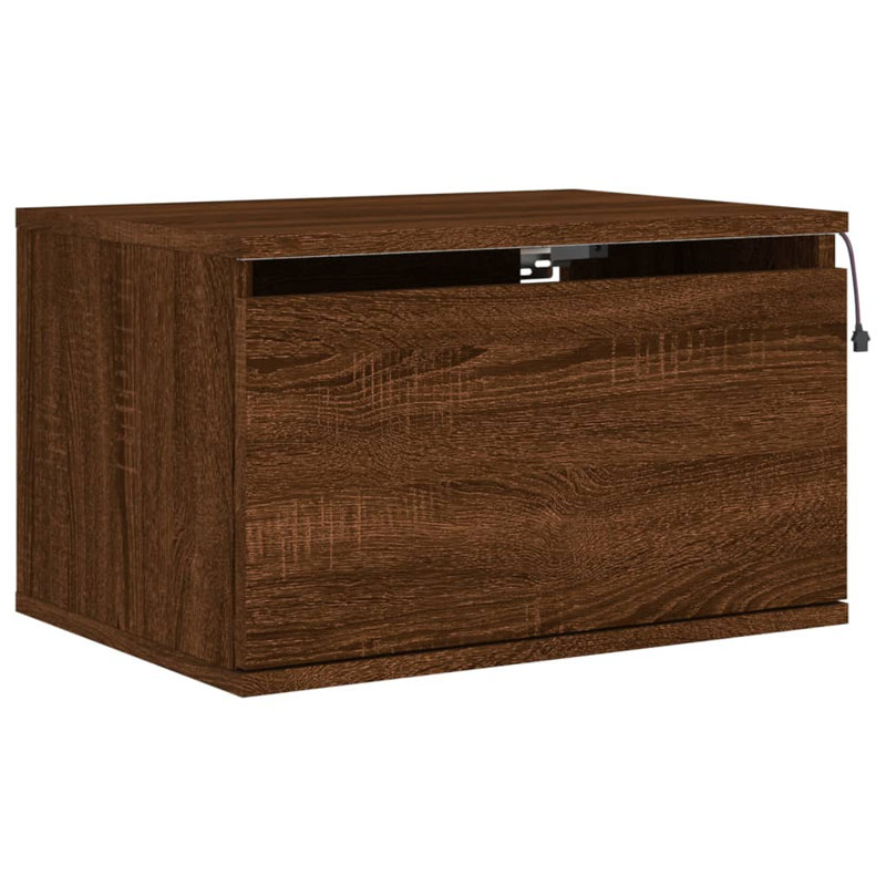 Brandalynn 50cm W Bedside Table, Brown Oak