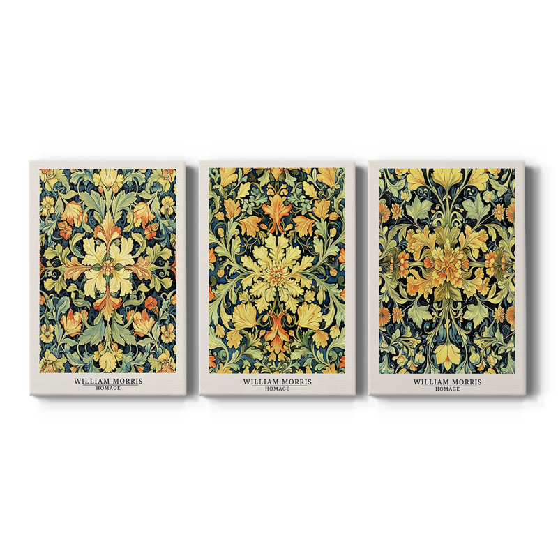 Ensemble de 3 toiles tendues sur mesure de la série CMXV de William Morris, H 12 po x l 24 po