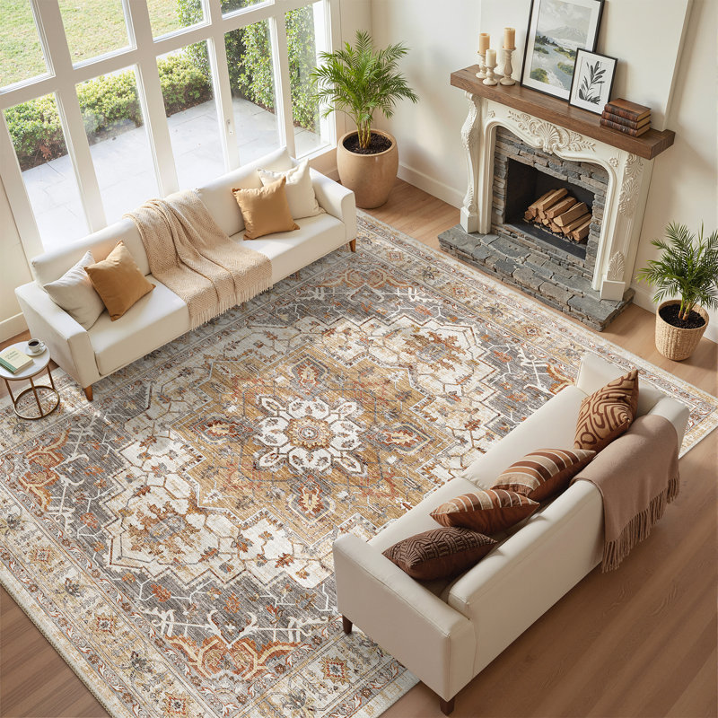 Tapis antidérapant Malila, Rectangle 5 pi x 7 pi, Gris
