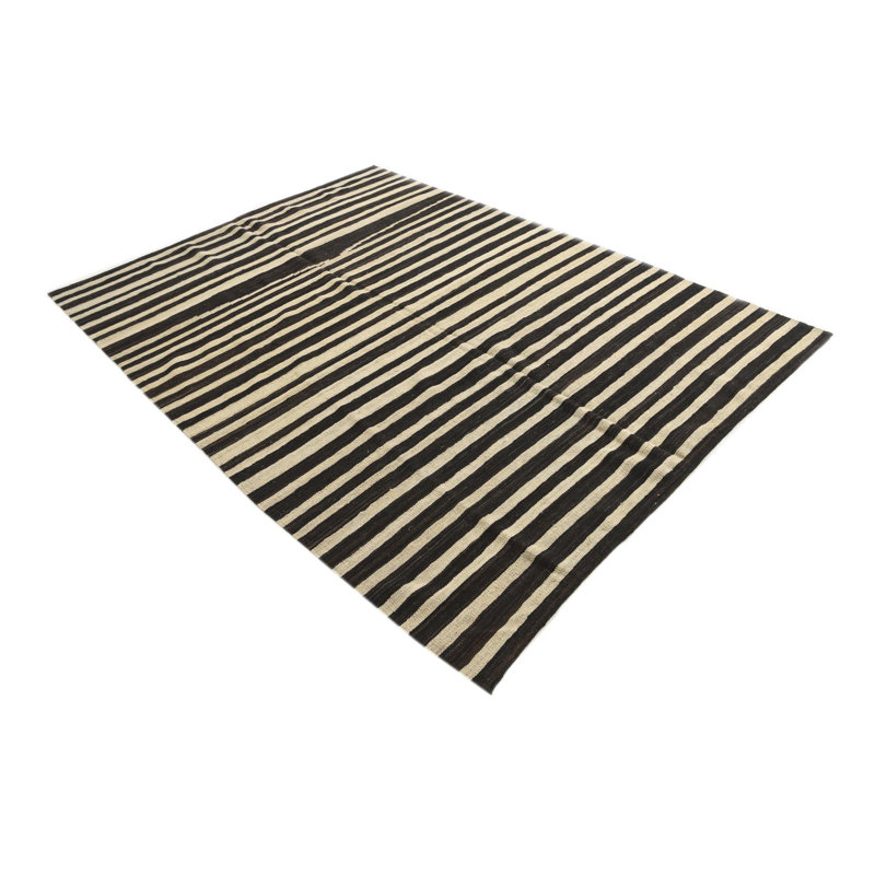 Tapis noir et crème 5x8 Pinkerton