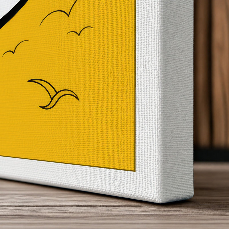 Shark in Yellow Sky Modern - Wrapped Canvas, 18x12 - 45.7 x 30.5 cm, White Border