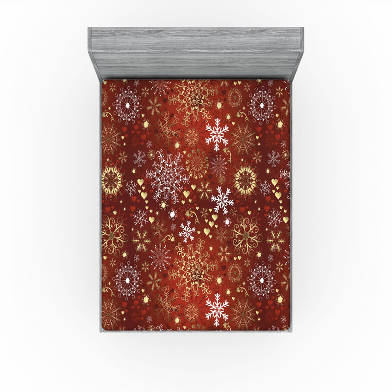 Drap-housse Ambesonne, paquet de 2, Drap-housse très grand californien, Motif floral rouge / blanc 2