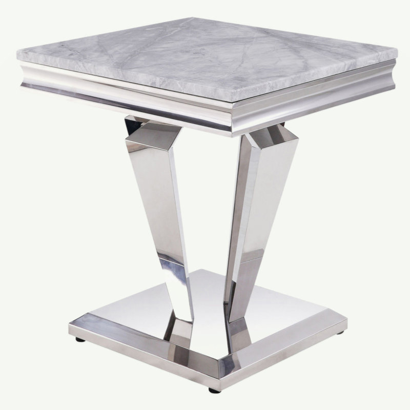 Light Grey And Silver End Table