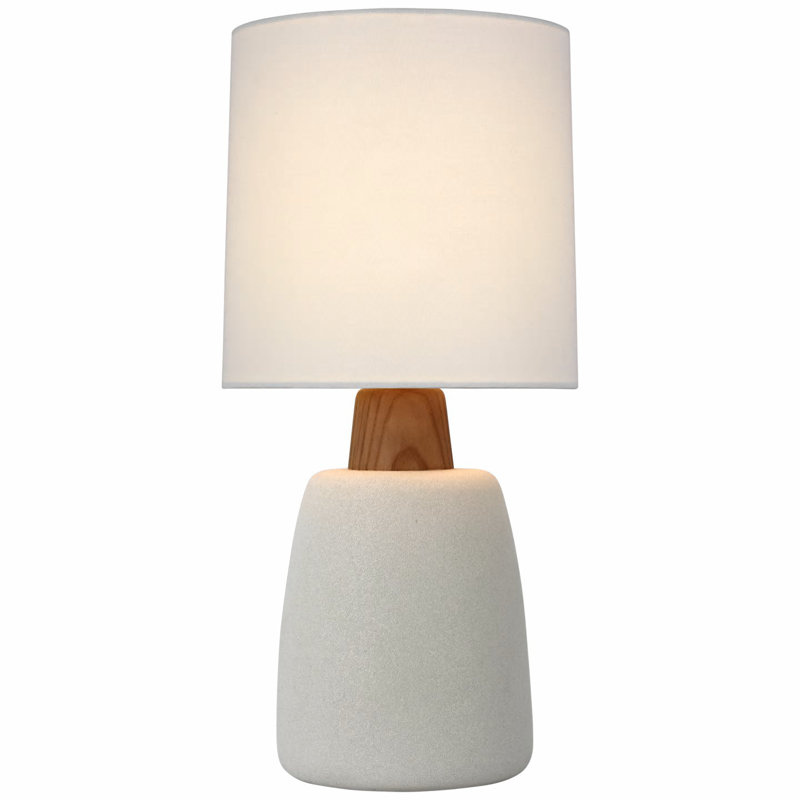 Barbara Barry Aida Table Lamp, 21.25" H x 10" W x 10" D, Porous White/Natural Oak