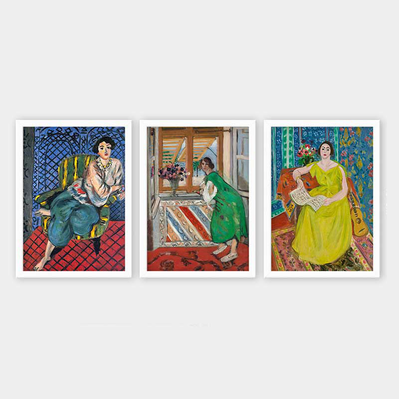 Ensemble de 3 peintures élégantes encadrées décoratives, 13,8 x 17,7 pouces chacune | 100% bois avec cadre 100% polystyrène (épaisseur: 0,8 pouce) | Impression numérique UV, parfaite pour le salon et la décoration intérieure