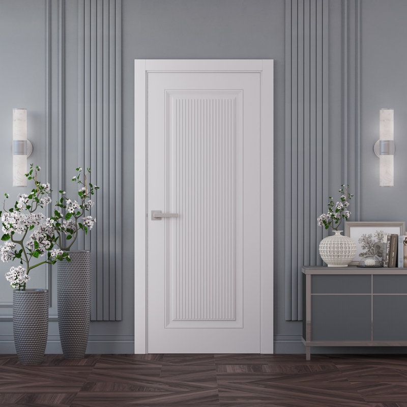 Porte intérieure | Émail blanc impérial 1888 | Poignée simple à panneau régulier | Portes de salle de bain et de chambre à coucher